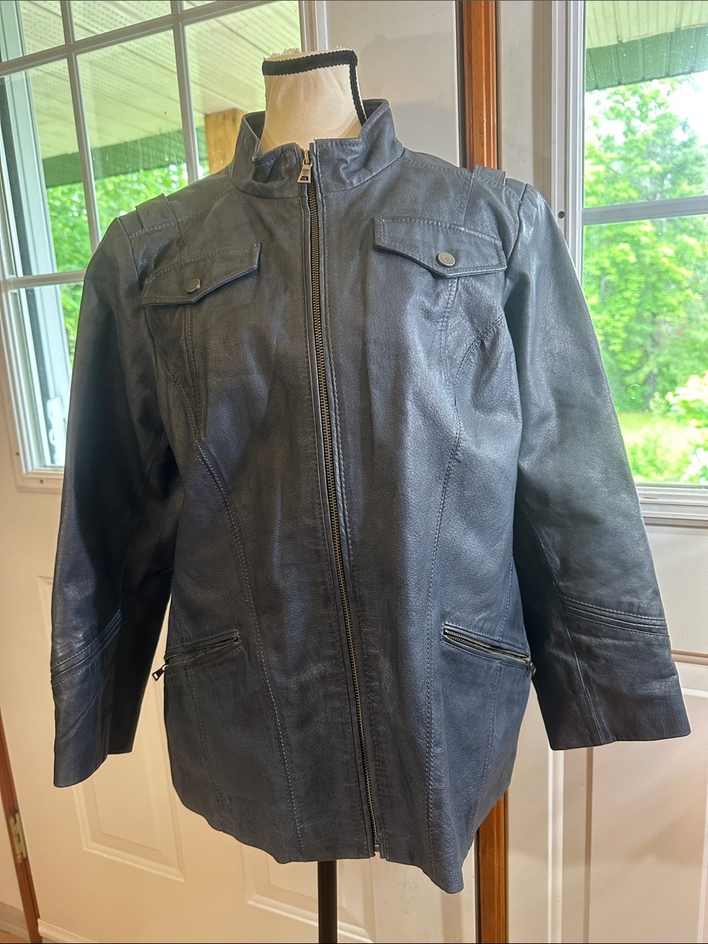 Danier Blue Leather Jacket